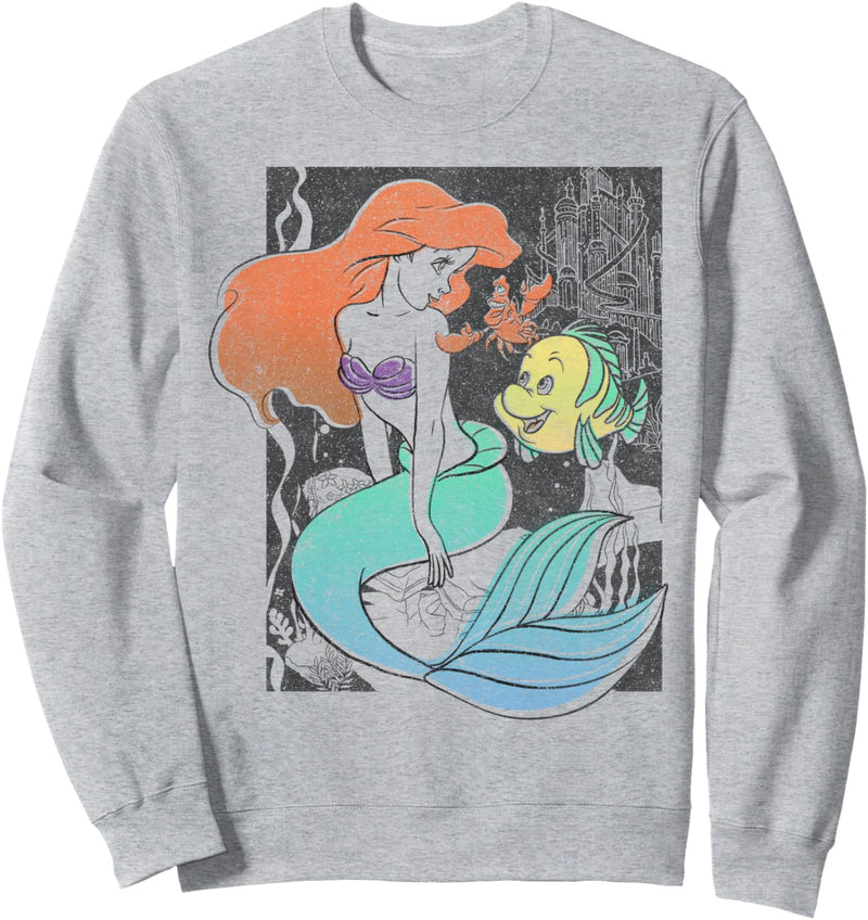 Disney The Little Mermaid Happy Ariel Sebastian Flounder Sweatshirt