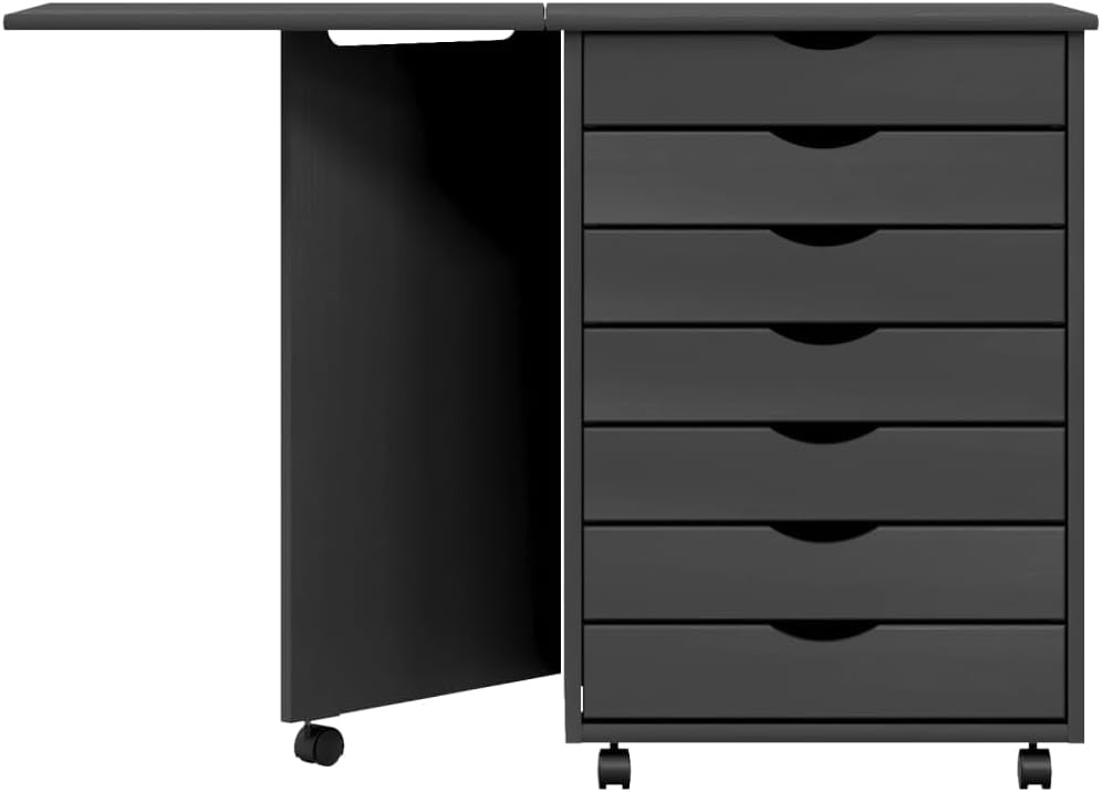 Mobiler Aktenschrank Lagerschrank mit Schreibtisch Beistellschrank mit Rollen für Wohnzimmer Schlafz