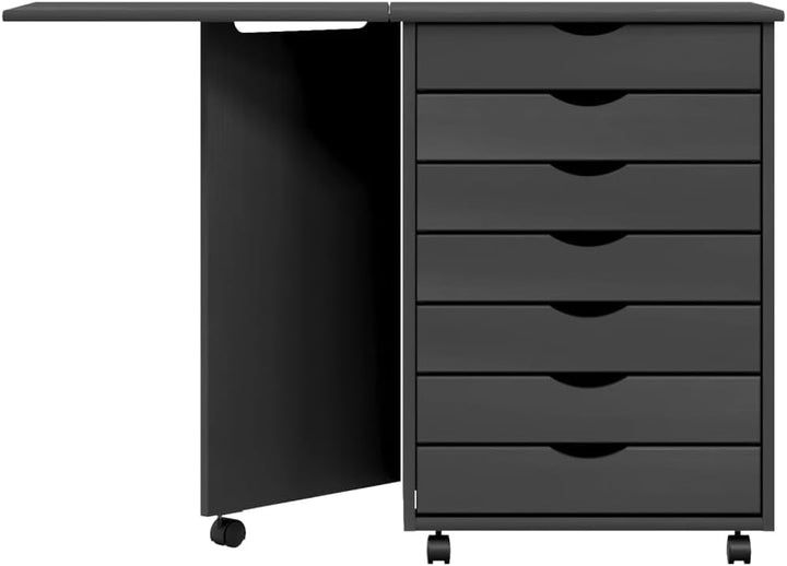 Mobiler Aktenschrank Lagerschrank mit Schreibtisch Beistellschrank mit Rollen für Wohnzimmer Schlafz