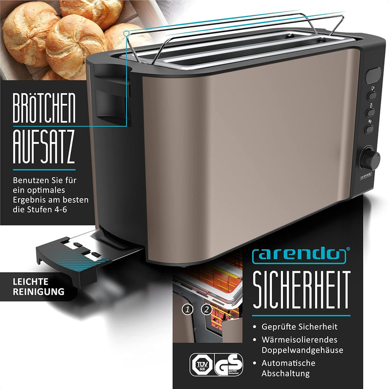 Arendo - Wasserkocher und Toaster SET Edelstahl Beige Wasserkocher 1,5L 40° 100°C Warmhaltefunktion