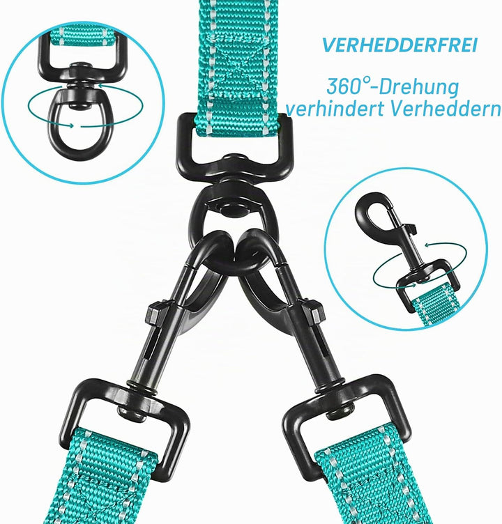 PetBonus Hundeleine Doppelleine für 2 Hunde, Keine Verwicklung hundeleine mittelgrosse grosse Hunde,