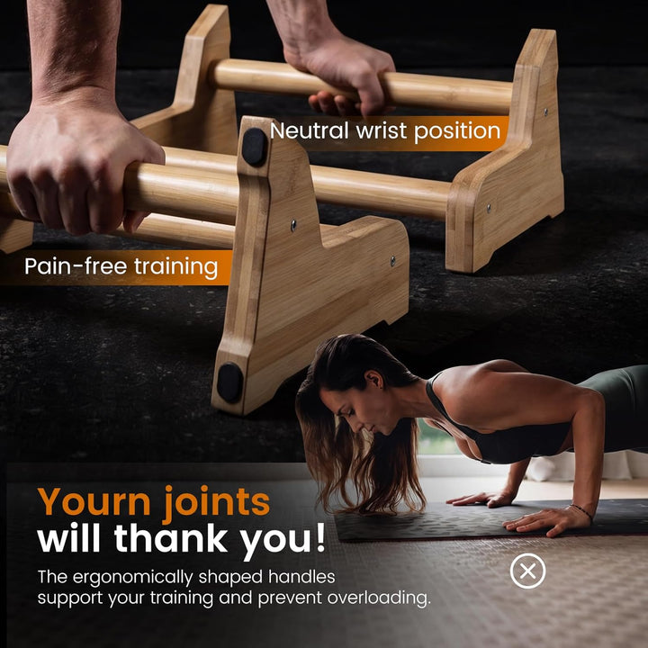 3-in-1 Calisthenics Equipment - Handstand Griffe Holz - Gelenksschonende Parallettes Ergonomische -