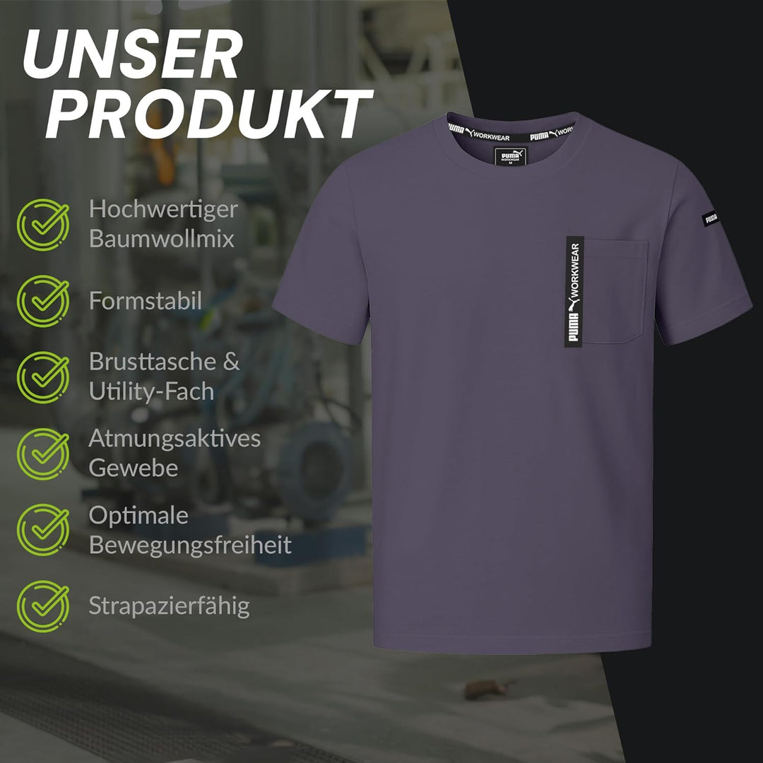 PUMA Workwear Advanced Kollektion - T-Shirts für Herren - Brusttasche und Utility Fach an der Schult