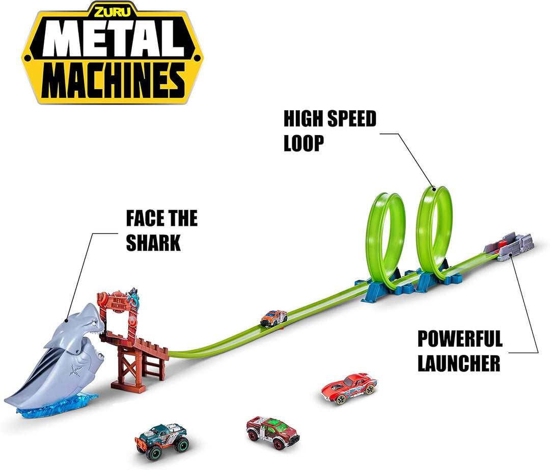 Metal Machines Spielset Haiangriff Rennbahn + Auto