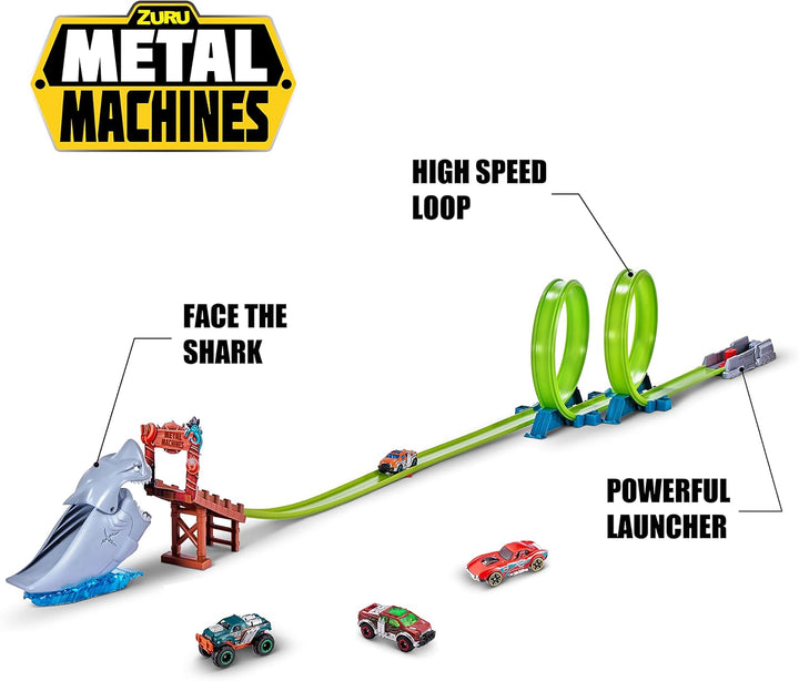 Metal Machines Spielset Haiangriff Rennbahn + Auto