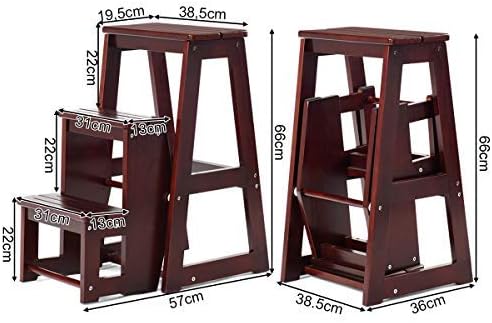 FANTASK Tritthocker 3 Stufen, Leiterstuhl Trittstuhl klappbar, Hockerleiter bis 150 kg, 66 cm hoch 3