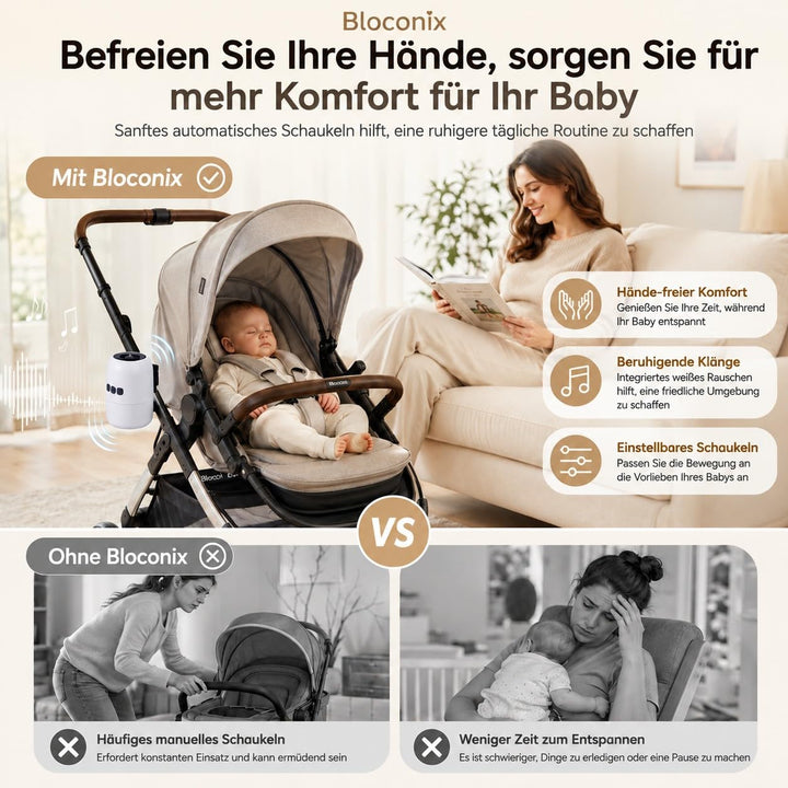 Kinderwagen Schaukler Baby, Automatischer Kinderwagen Rocker mit 5 Schaukelstufen &amp; 10 Beruhigungsge