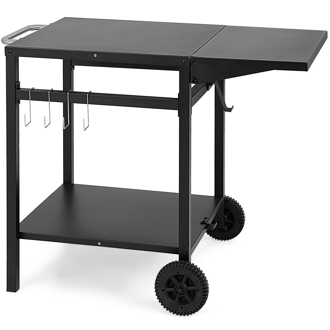 GIANTEX Grilltisch mit klappbarer Arbeitsplatte, Campingtisch mit Rollen, Servierwagen Küchenwagen M