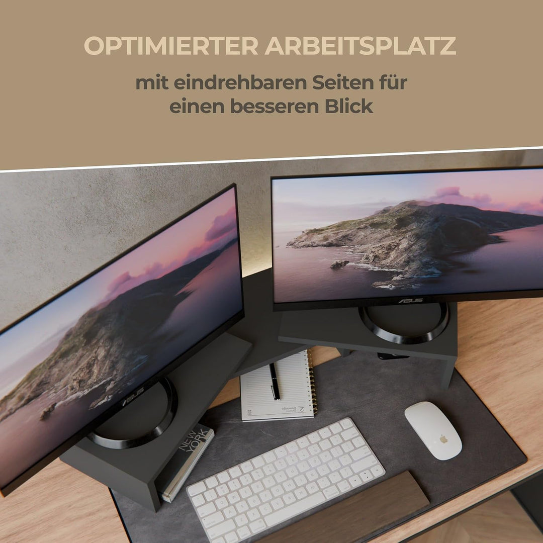 Probus Screen-UP Monitorständer – Ergonomischer Schreibtisch Organizer, Einstellbare Breite 70 bis 1