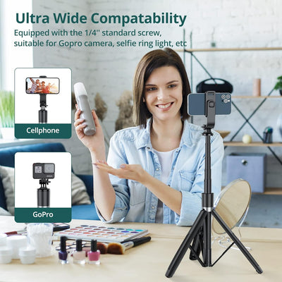 ATUMTEK Selfie-Stick 150CM 3 in 1 Selfie Stick Bluetooth Teleskop Selfie Stick Stativ mit Abnehmbare