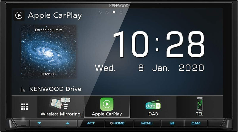 Kenwood DMX8020DABS 17,7 cm WVGA Digital Media Moniceiver mit DAB+, Wireless CarPlay, Android Auto,
