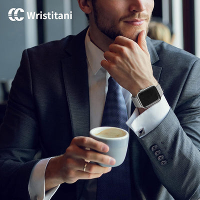 Wristitani Kompatibel mit Apple Watch Armband 49mm/45mm/44mm/42mm/41mm/40mm/38mm, 630 Edelstahl Meta