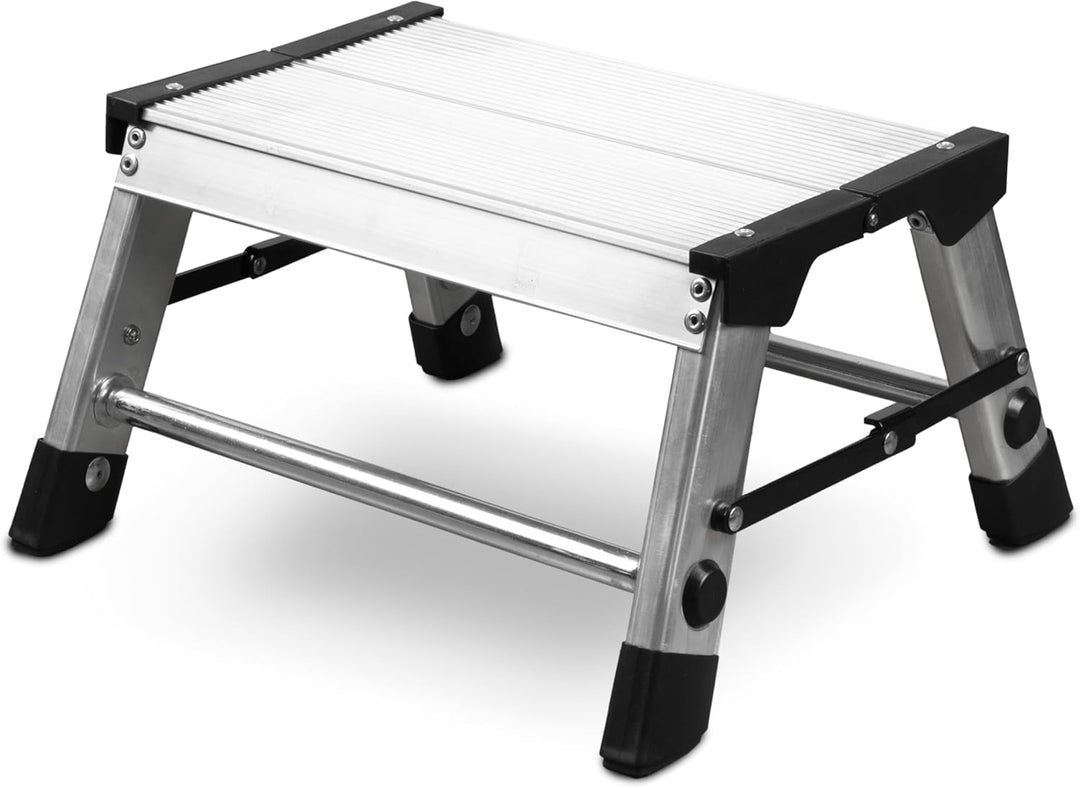 siwitec Trittleiter, 1 Stufe, Alu Klapptritt, leichte Aluminium Tritthocker bis 150 kg belastbar, Fa