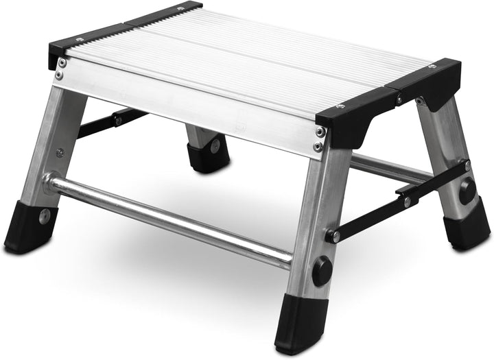 siwitec Trittleiter, 1 Stufe, Alu Klapptritt, leichte Aluminium Tritthocker bis 150 kg belastbar, Fa