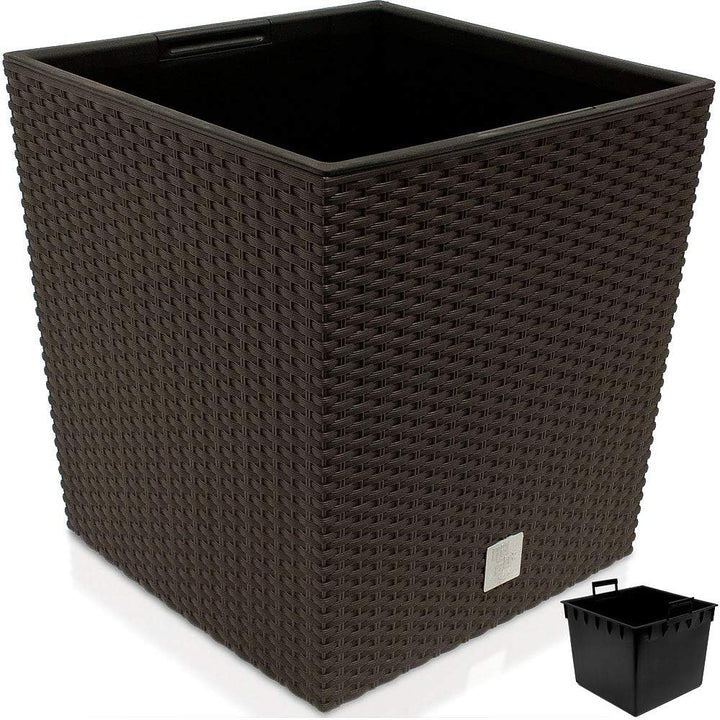 Deuba Blumentopf 2er Set 35L Innentopf Mit Griffen Wetterfest Rattan Innen- Aussenbereich Übertopf P