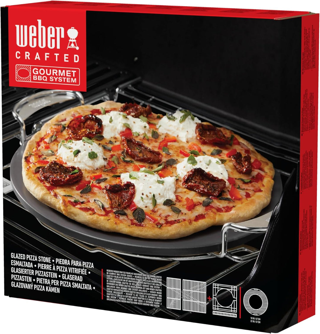 Weber Crafted Glasierter Pizzastein - hitzebeständig, speichert Wärme gleichmässig, für knusprige Pi