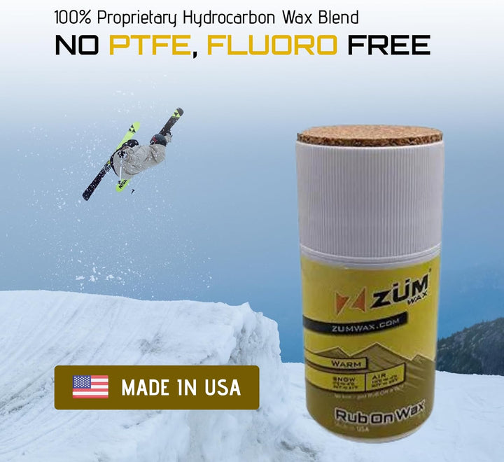 ZUMWax RUB ON WAX Ski/Snowboard - WARM Temperature - 70 gram - INCREDIBLY FAST!!! Excellent spring w