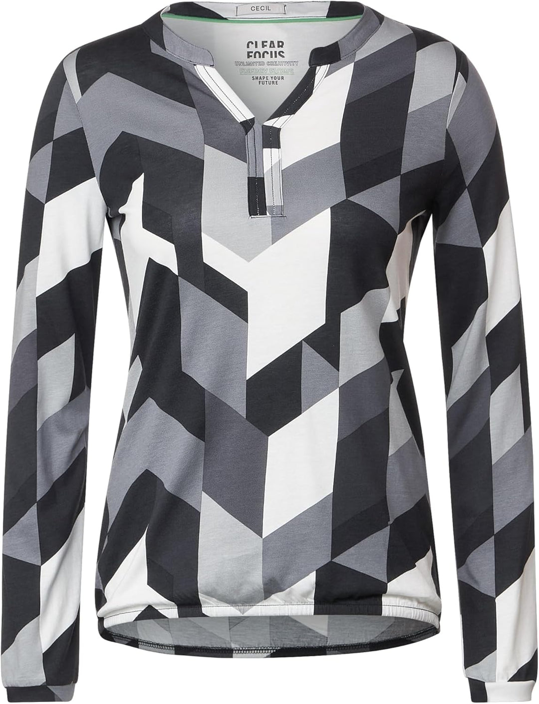 Cecil Damen Langarmshirt Bedruckt S Schwarz, S Schwarz