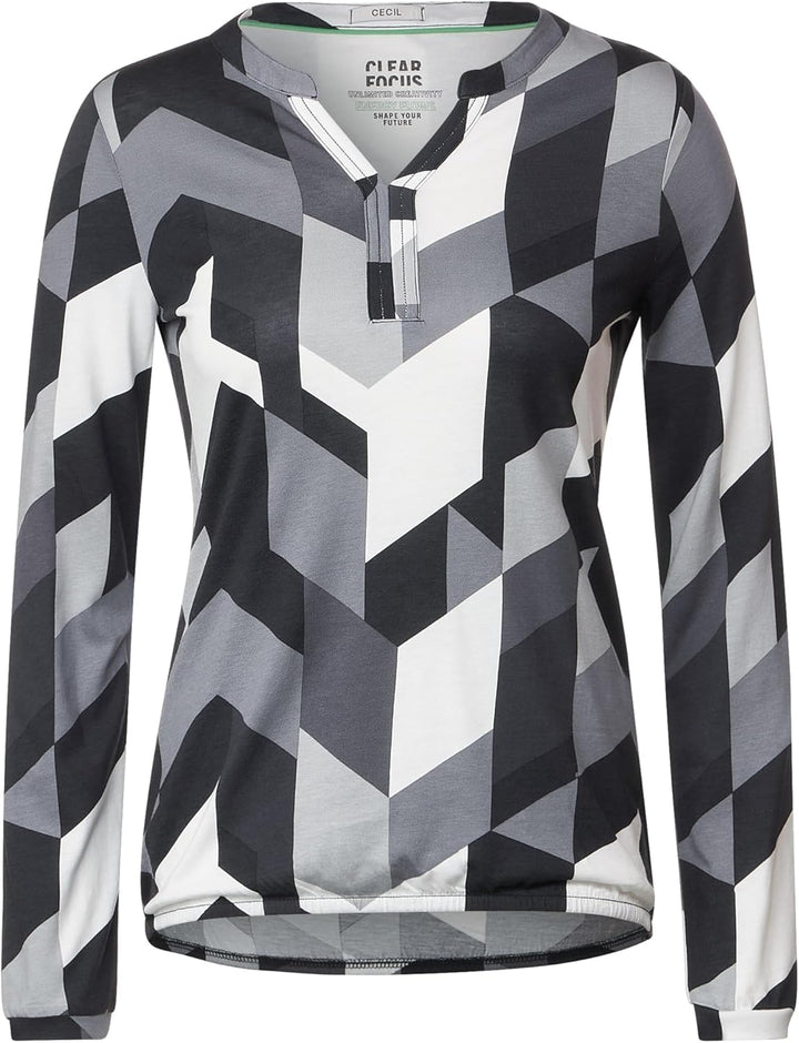 Cecil Damen Langarmshirt Bedruckt S Schwarz, S Schwarz