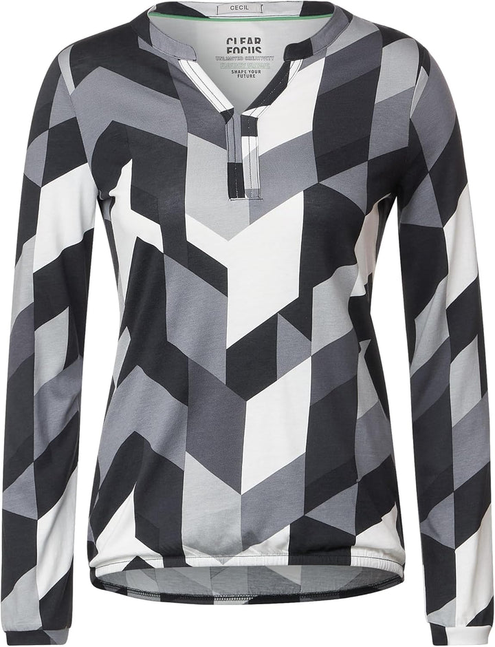 Cecil Damen Langarmshirt Bedruckt S Schwarz, S Schwarz