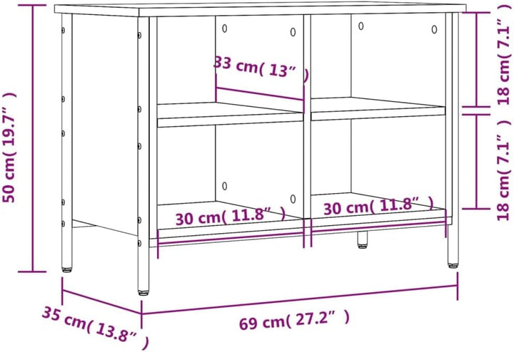 Schuhschrank 69x35x50cm Grau Sonoma Holzwerkstoff,Pulverbeschichtetes Stahl Vorratsschrank Schuhaufb
