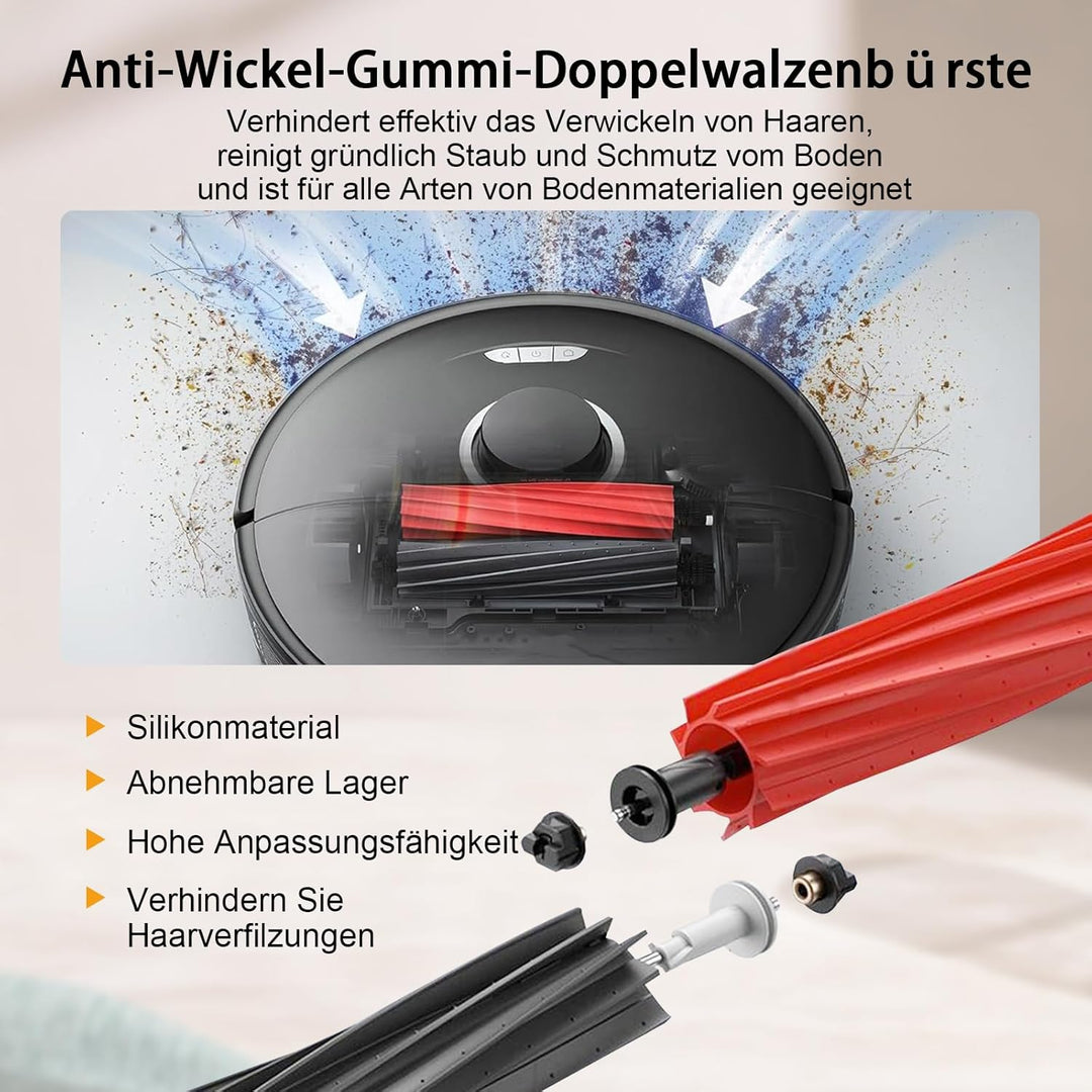 iRobacc 21 Stück Zubehörset für Roborock S8 PRO Ultra Ersatzteile 2 Rollenbürste 4 Seitenbürsten 4 S