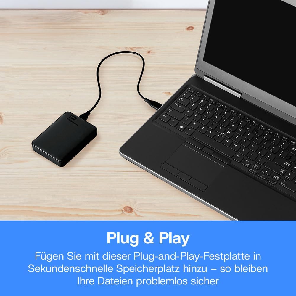 WD Elements Portable externe Festplatte 1 TB (mobiler Speicher, USB 3.0-Schnittstelle, Plug-and-Play