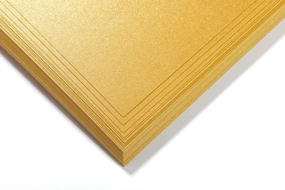 Donindis 50 Blatt DIN A4 Perglanz-Papier Gold-Metallic, Bastelpapier mit Perlmutt-Schimmer, 250 g/m²