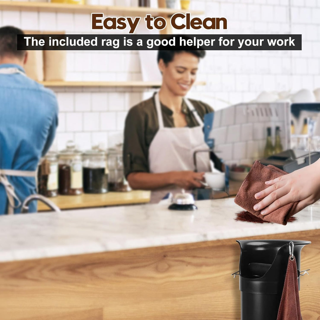 Kaffeeklopfbox, AbklopfbehäLter FüR Espressokaffeesatz Mit Haken Und Handtuch, KaffeeabklopfbehäLter