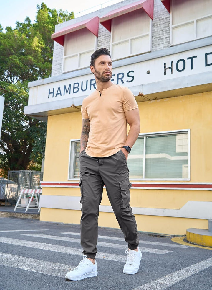 Cargohose Herren Lang Casual Jogginghose Stretch Arbeitshosen Regular Fit Cargo Hosen Elastische Her