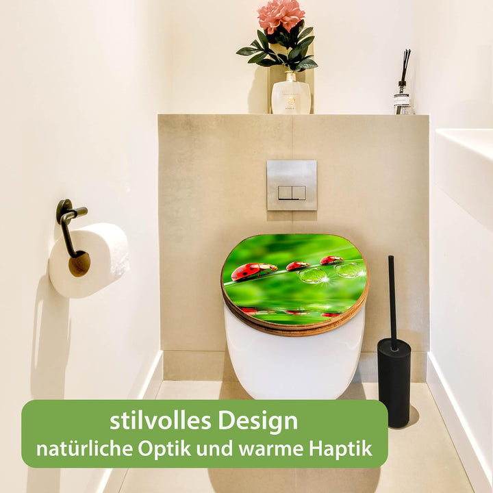banjado Design WC Sitz Bambus Absenkautomatik 45,8x37,5cm - Toilettendeckel mit Absenkautomatik Holz
