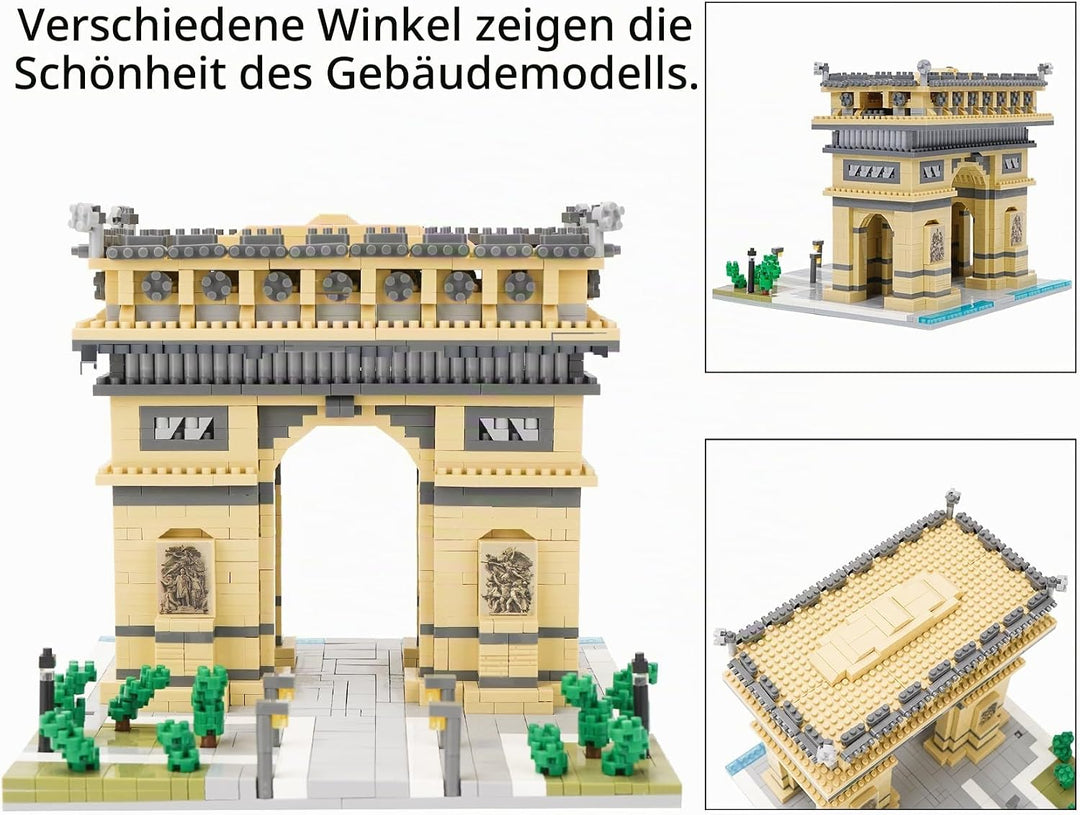 LULUFUN Baustein-Set, Arc De Triomphe Architecture Model Blocks Kit, Sammelmodell-Sets zum Bauen, Sp