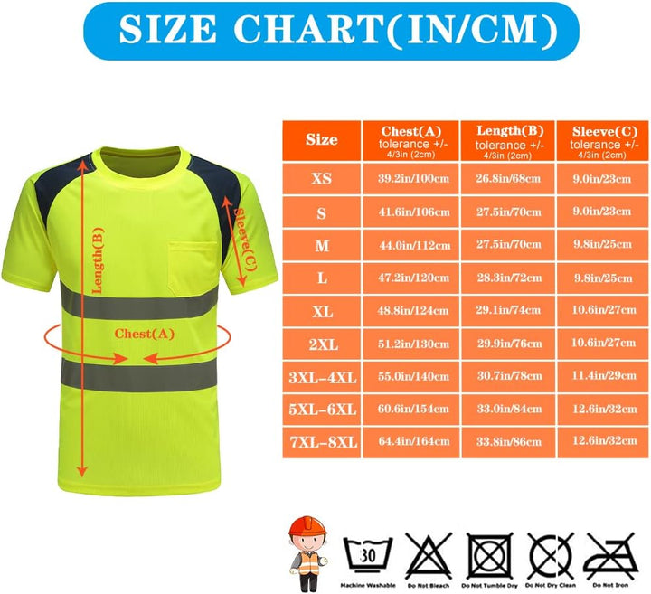 AYKRM Warnschutz T-Shirt Kurzarm Arbeitsshirt Kurzarmshirt Warnshirt Arbeitshemd Warnschutz t Shirt