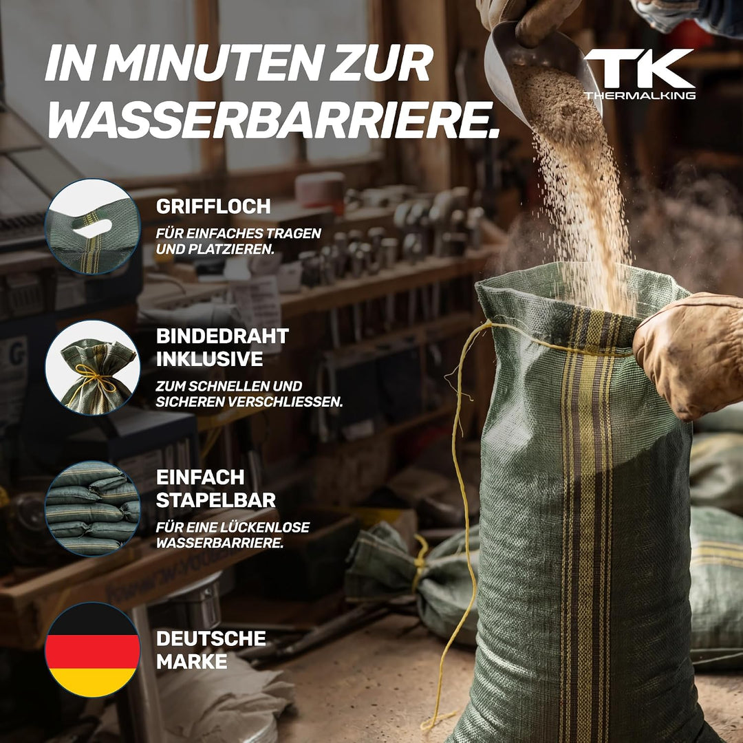 20x Sandsäcke - Sandsack Hochwasserschutz – Silosandsäcke ungefüllt – Silosäcke Wassersperre Hochwas