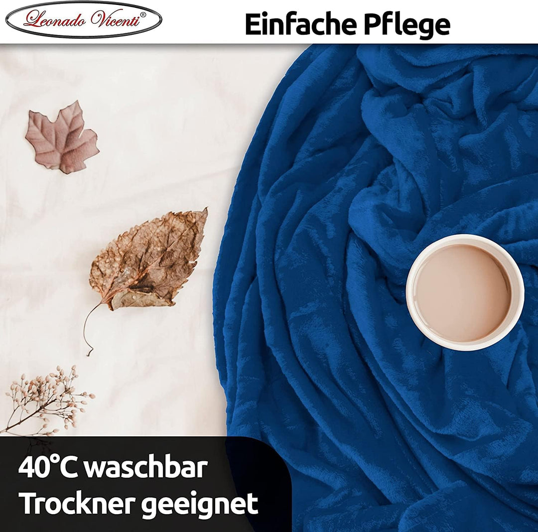 Leonado Vicenti 2er Set Flauschige Kuscheldecke 150x200 cm Fleecedecke Wohnzimmerdecke Sofadecke Tag