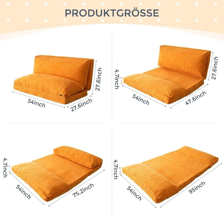 MAXYOYO Sitzsack-Bett, faltbar, Cordsamt, Schlafsofa, Bodenmatratze für Erwachsene, extra dick, 4-Fa