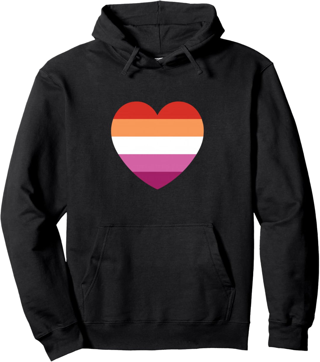 Lesbian Sunset Flag Heart Pullover Hoodie