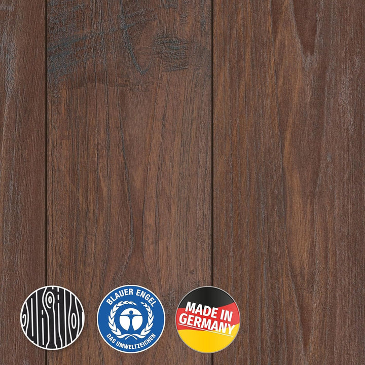 Laminatboden Nostalgie Teak – Landhausdiele Teak braun – Exquisit Serie, 193 × 1380 mm, 8 mm Stärke,