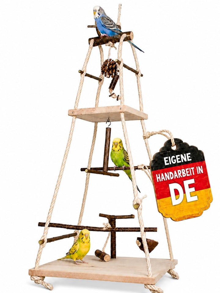 Atemberaubender Vogelspielplatz hängend mit vielen Sitzstangen ! Tolles Vogelspielzeug für Wellensit