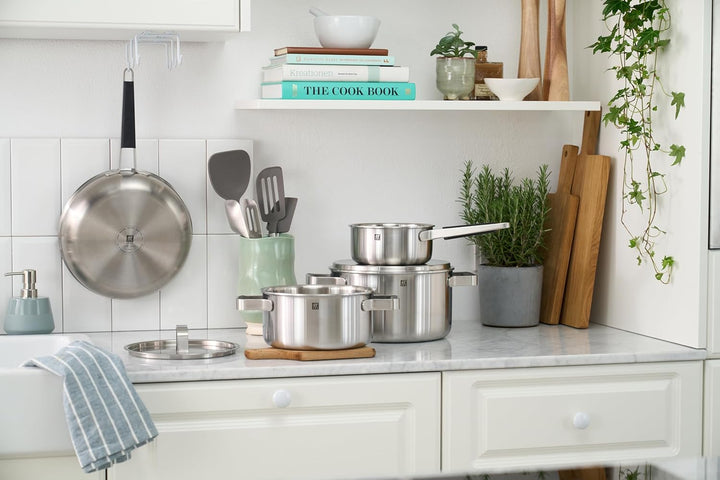 ZWILLING PURE Kochtopfset, 5-tlg, 18/10 Edelstahl, Stay-Cool-Griffe, Spülmaschinengeeignet, Integrie