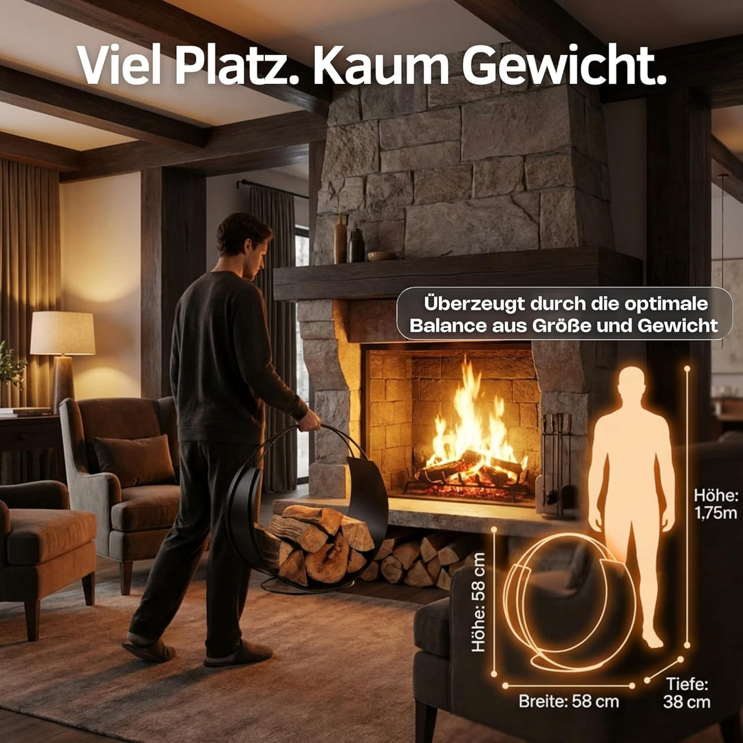VASNER Situro S1/S2 Holzkorb, Kaminholzkorb Metall rund modern, praktische Brennholz Aufbewahrung, F