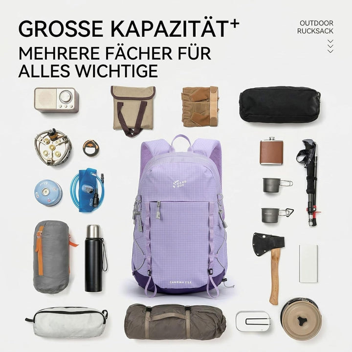 25L Wanderrucksack Damen Herren Reiserucksack Wasserdicht Rucksack | Leicht Tagesrucksack mit Brustg