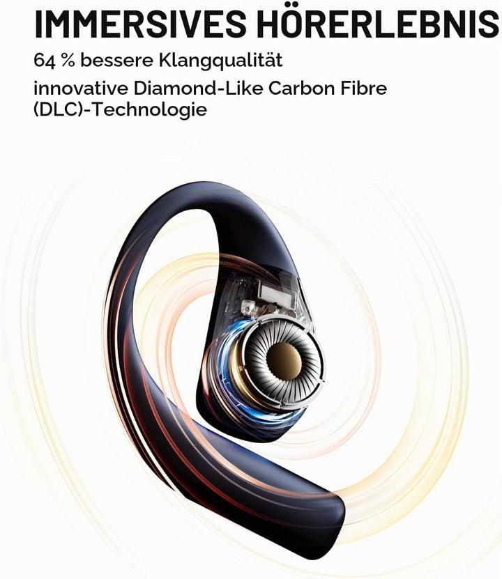 1MORE S70 Open Ear Kopfhörer Bluetooth 5.3, Kabellose Ohrhörer mit 4 Mikrofon, Bass Mehr+, 40H Akku,