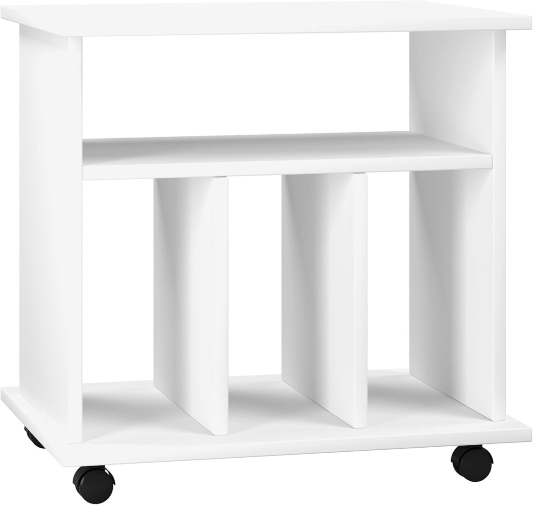 VCM Holz Beistelltisch Couchtisch Sofatisch Rollen rollbar Kaffeetisch Tabina Weiss, Weiss