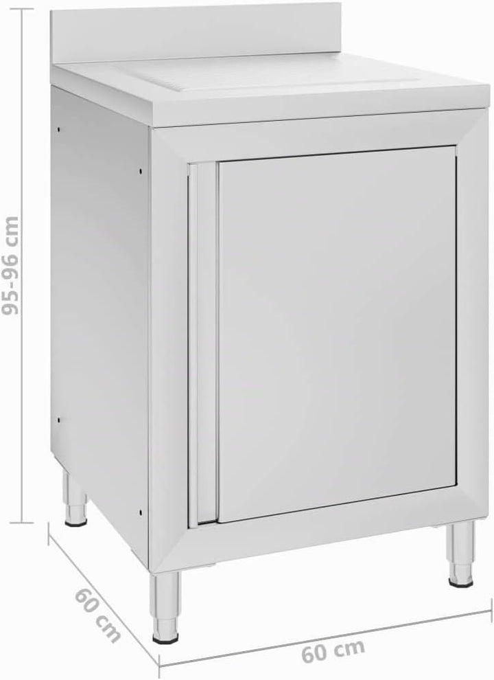 Gastro Küchenschrank mit Abtropffläche Edelstahl 60 x 60 x 96 cm (Abtropffläche), 60 x 60 x 96 cm (A