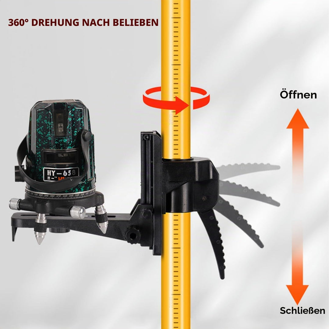 Laser Teleskopstange 3m/10ft, Laser-Stativ mit Höhenverstellung, Lasermontagestange-360°Drehung, Bau