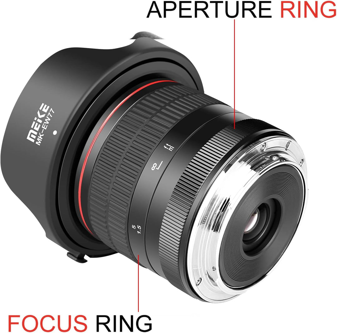 Meike 8mm f3.5 Ultra Weitwinkel Fisheye Objektiv für Canon EOS EF Mount DSLR Kameras EOS 70D 77D 80D