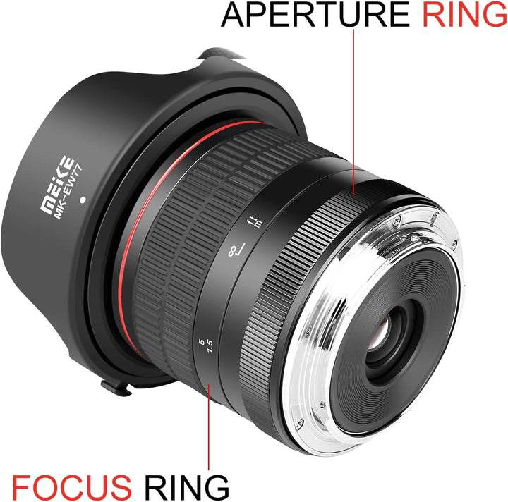 Meike 8mm f3.5 Ultra Weitwinkel Fisheye Objektiv für Canon EOS EF Mount DSLR Kameras EOS 70D 77D 80D