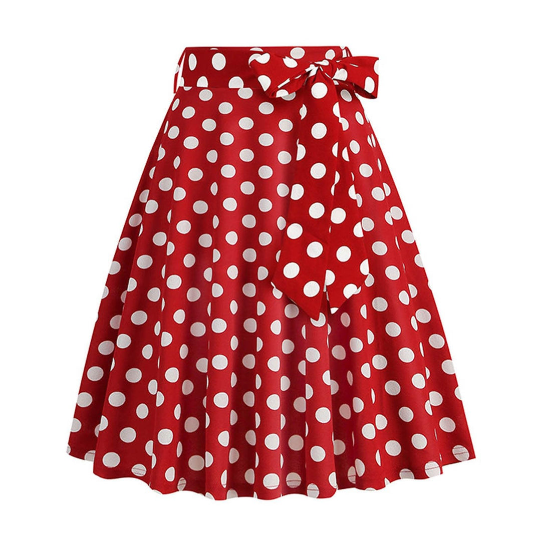 Dunkelblau Damen im französischen Retro-Stil, lässig, modisch, gepunktet, mit Gürtel Dalmatiner Kost