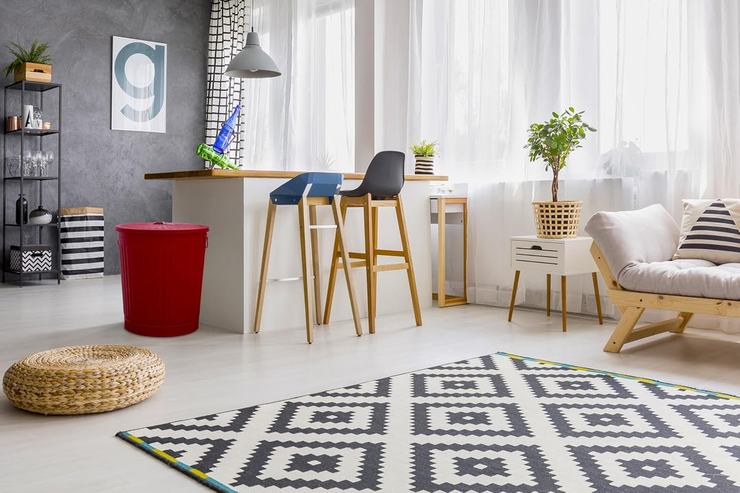 Jinfa Retro Metalltonne mit Deckel und Tragegriffen – Mülleimer, Ascheeimer, Futtertonne, Pelletbehä